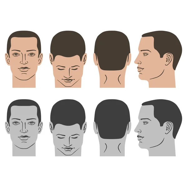 Man set kepala gaya rambut - Stok Vektor