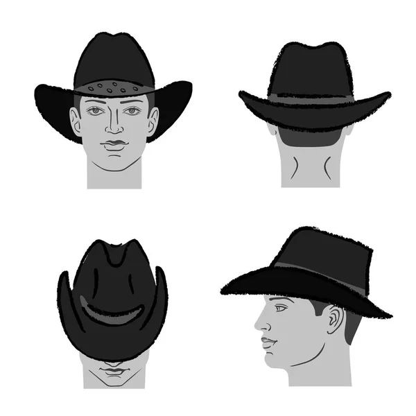 Cowboy hat template and man head — Stock Vector