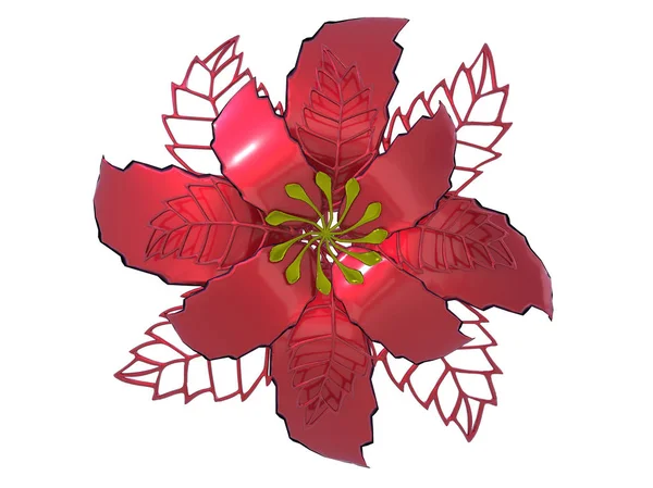 Metallo rosso 3D illustrazione fiore rendering — Foto Stock
