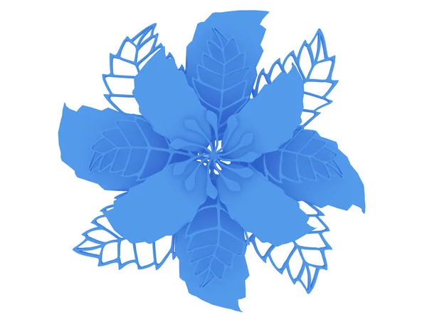 Blue metal 3D illustration flower rendering — Stock Photo, Image