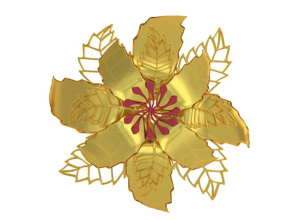 Χρυσό μεταλλικό λουλούδι απόδοσης 3d απεικόνιση — Φωτογραφία Αρχείου