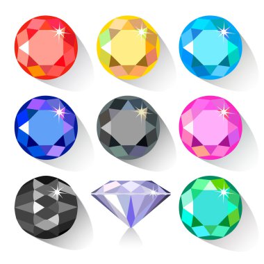 Gemstone kesme renk biçimi beyaz arkaplanda izole edildi 