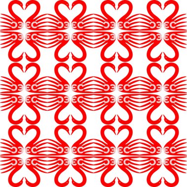 Kalpli desen, noktalar ve kuğular beyaz arkaplanda izole edilmiş. 