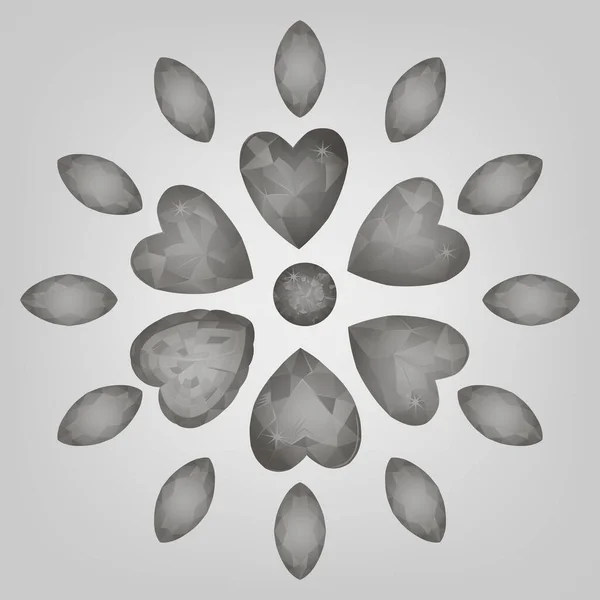 Conjunto Forma Piedra Preciosa Cortada Corazón Aislado Sobre Fondo — Archivo Imágenes Vectoriales
