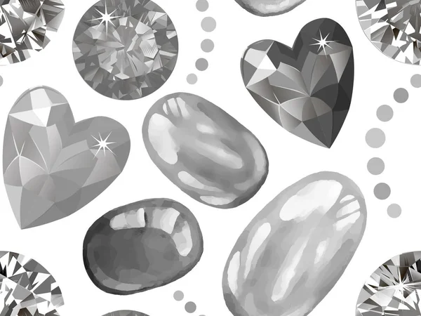 Conjunto Forma Piedra Preciosa Cortada Corazón Aislado Sobre Fondo Blanco — Vector de stock