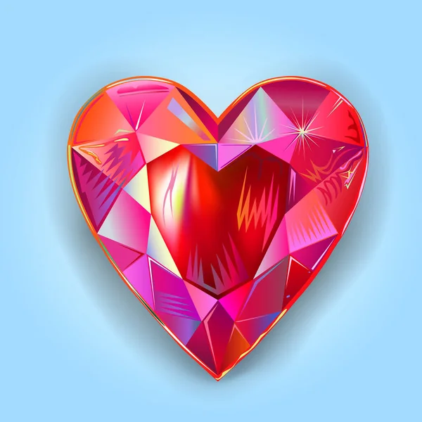 Heart Cut Gemstone Shape Blue Background — Stock Vector
