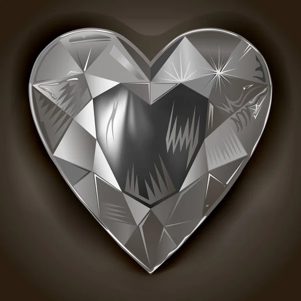 Heart Cut Gemstone Shape Isolated Grey Background — Stock Vector