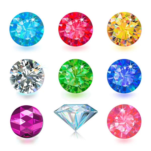 Gemstone kesme renk biçimi beyaz arkaplanda izole edildi 