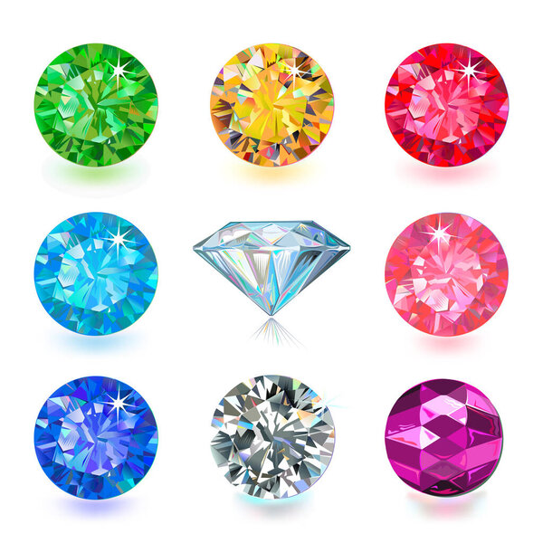 Цветовая гамма драгоценного камня изолирована на белом фоне
 