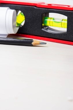 İnşaat araçları closeup işlemi sırasında. Ölçüm cihazı. Boşluk