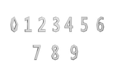 Beyaz arka plan üzerinde izole gri rakamlar. 3D 