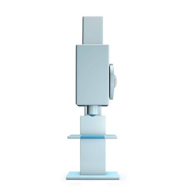 Beyaz arka plan üzerinde izole bilimsel mikroskop. 3D çizim