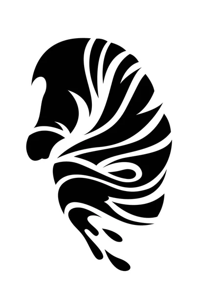 Abstrakte Schwarz Weiß Silhouette Einer Zebra Nahaufnahme Illustration Auf Weißem — Stockfoto