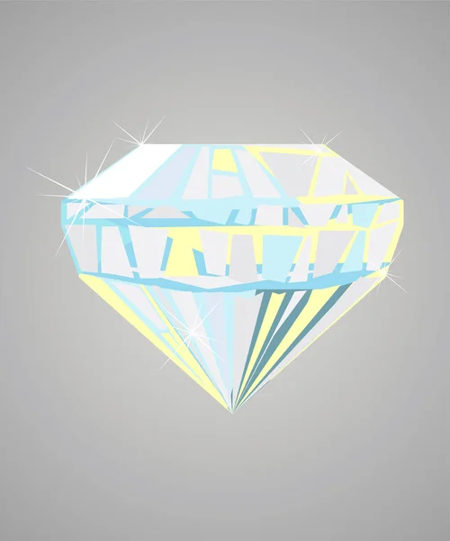 Big Sparkling Jewel Vector Illustration Gray Background Colored Diamond Illustration — Stock Photo, Image