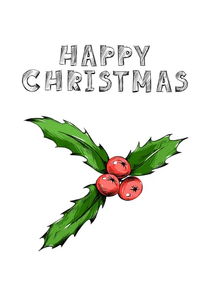 Hand-drawn symbols of Christmas , mistletoe. Color