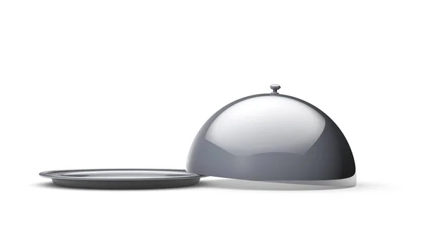 Tepsi yemek için beyaz arka plan üzerinde hizmet. 3D