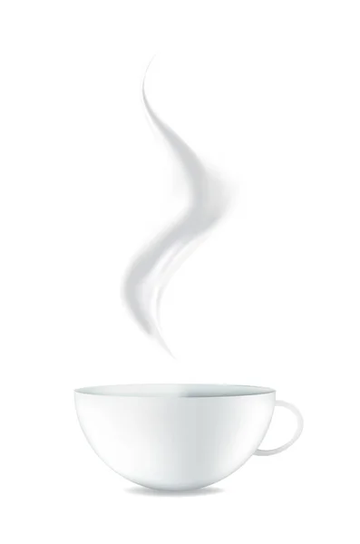 Taza blanca de café caliente sobre fondo blanco —  Fotos de Stock