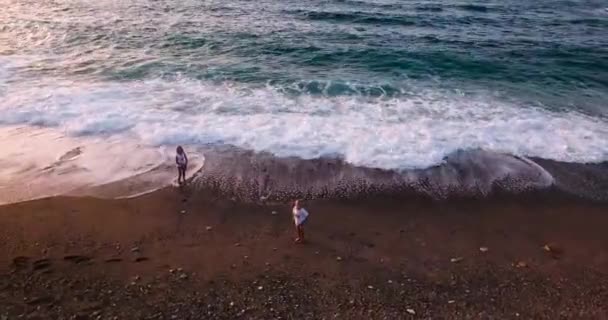 Kinderen spelen op het strand — Stockvideo