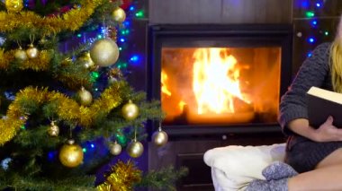 genç kadın okuma kitabı Noel zamanda