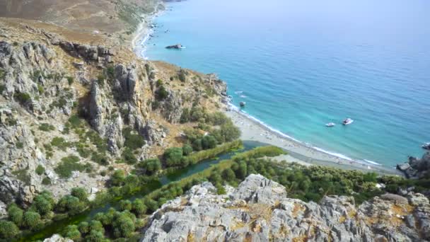 Palm beach Preveli en Creta Grecia — Vídeos de Stock