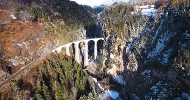 Beautiful Viaduct in Switzerland, aerial view — Stock Video