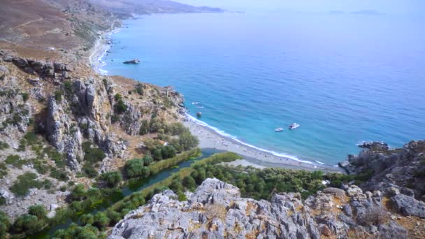 Palmenstrand Preveli in Beton Griechenland — Stockvideo
