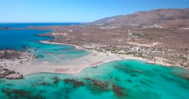 Güzel manzara mavi Beach Crete, Elafonissi