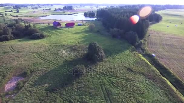 Yeşil çayırlar havadan görünümü — Stok video