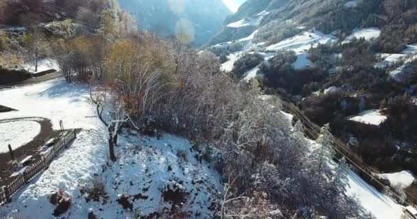 Montagnes en Suisse en hiver vue aérienne — Video