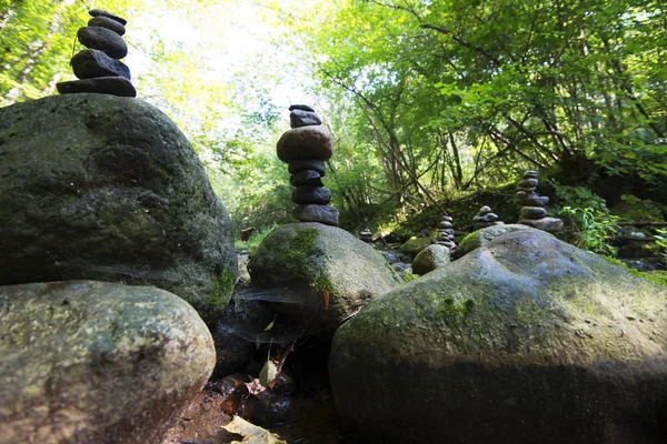 Pedras de rio florestal — Fotografia de Stock