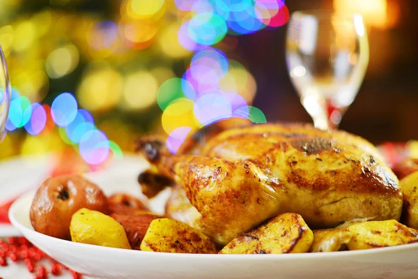 Jantar de Natal com frango — Fotografia de Stock