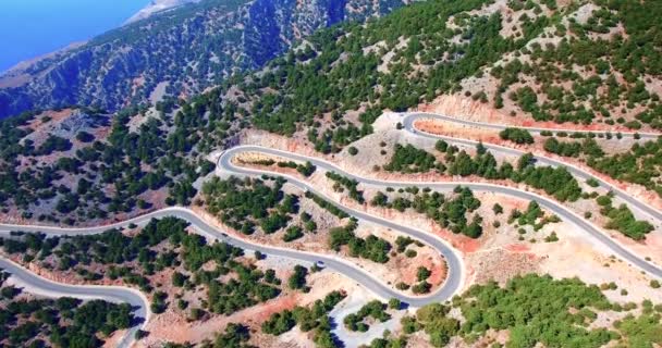 Flying above serpentine road — Stock Video