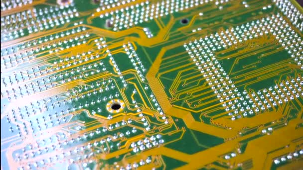 PC elektronische circuitbord close-up. — Stockvideo