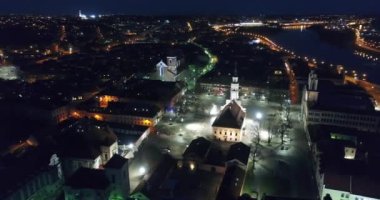 gece şehir, eski şehrin havadan görünümü