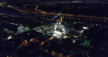 gece şehir, eski şehrin havadan görünümü