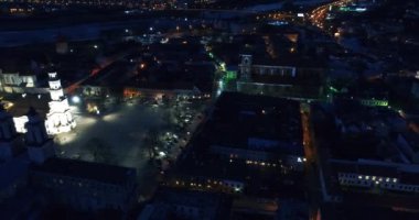 gece şehir, eski şehrin havadan görünümü