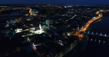 gece şehir, eski şehrin havadan görünümü