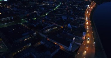 gece şehir, eski şehrin havadan görünümü