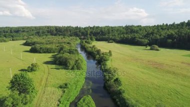 Nehirde çayırlar üzerinde uçuş