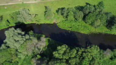 Nehirde çayırlar üzerinde uçuş