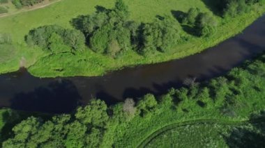 Nehirde çayırlar üzerinde uçuş