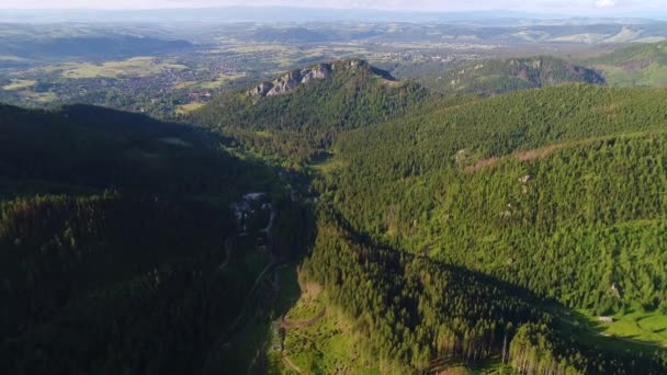 Flug über Wald in den Bergen — Stockvideo