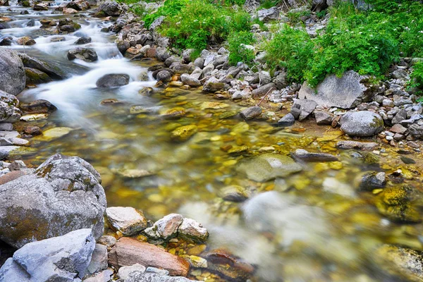 Pârâu cu apă curgătoare în munți — Fotografie, imagine de stoc