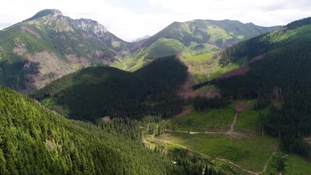 Полет в горах возле пика Гевонта — стоковое видео