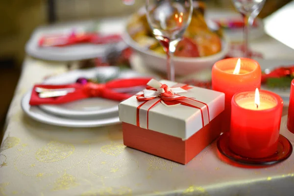 Table setting  with candles. — Stock Photo, Image