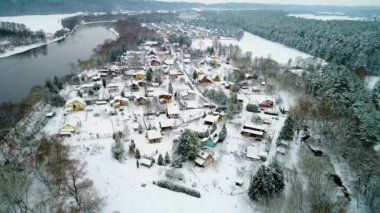 köy kış, havadan görünümü
