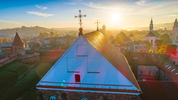 Roofs Old Buildings Sunset Lights — Stock Photo, Image