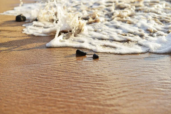 Sea beach. Stones on sand — Stock Photo, Image