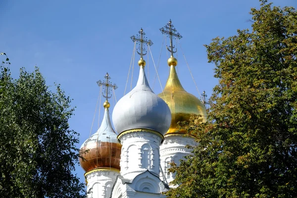 Russian church with golden cupolas — Stock Photo, Image