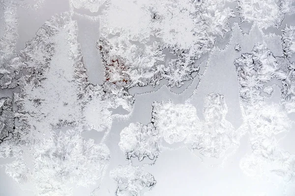 Επεξειργασμένο παγετός στο παγωμένο παράθυρο γυαλιού — Φωτογραφία Αρχείου